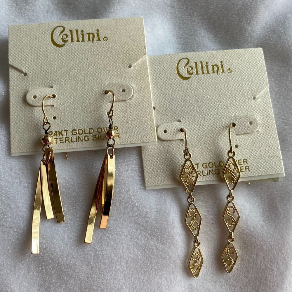 2 pair of Cellini gold over sterling silver earrings